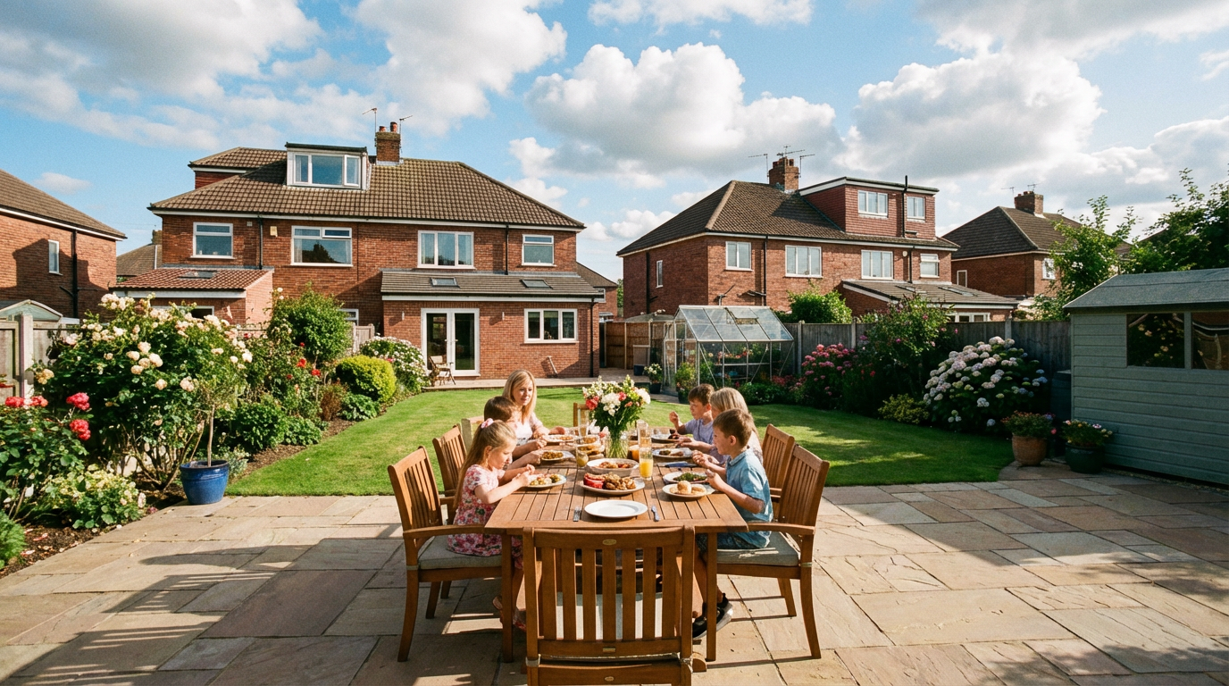 Teesside suburban garden with new patio